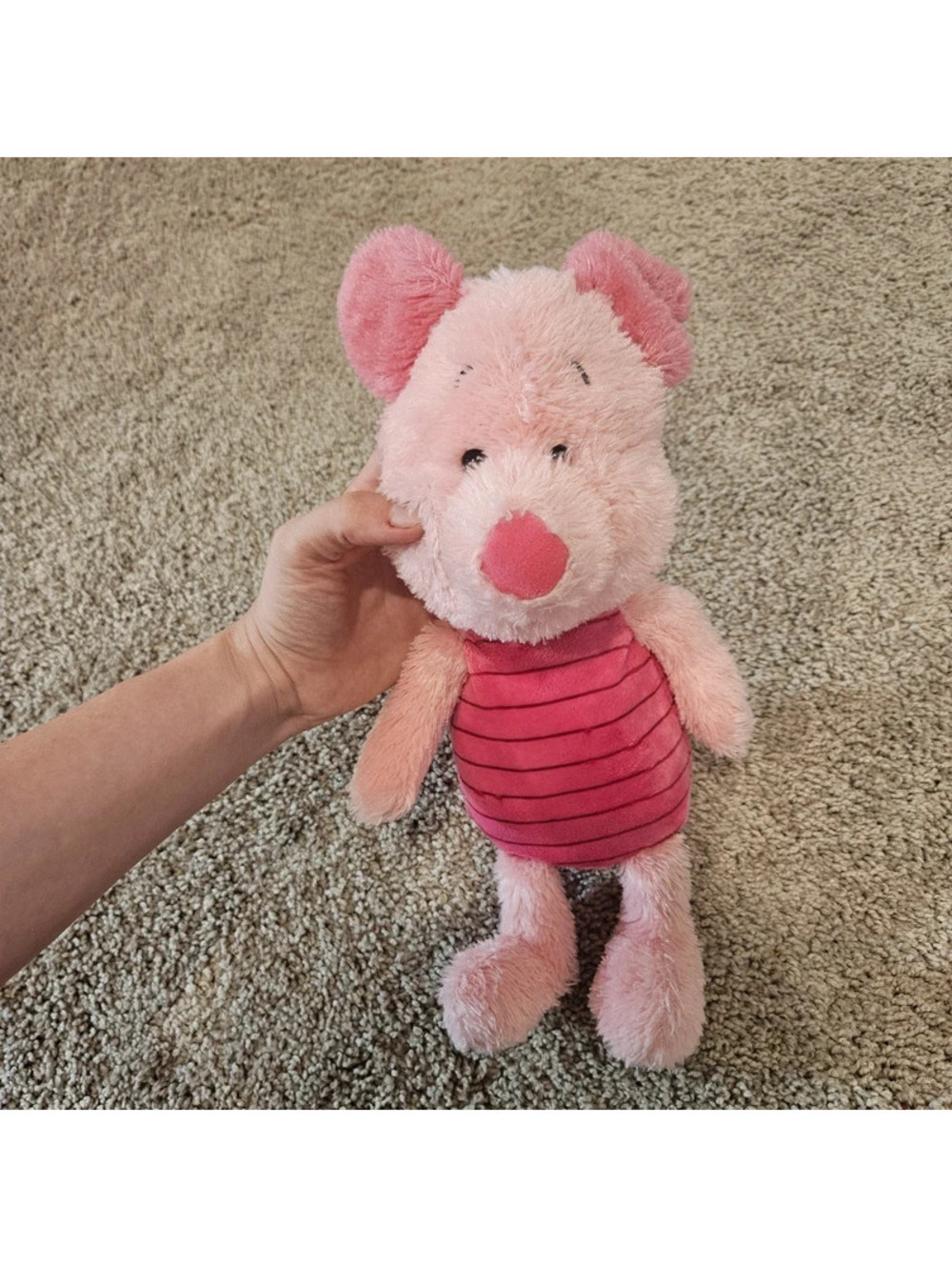 Disney Baby Piglet Plush Winnie the Pooh Pink Striped Stuffed Animal